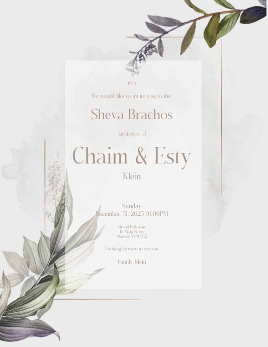 Floral Sheva Bracos invitation
